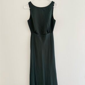 BHLDN Beckett Green Satin Maxi Dress 0